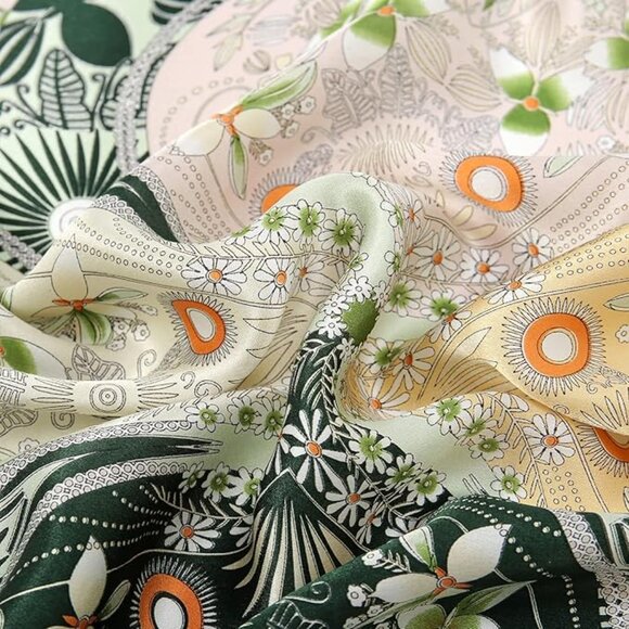 Green-st Patrick's Day silk scarf  21'' x 21'' - Picture 5 of 6